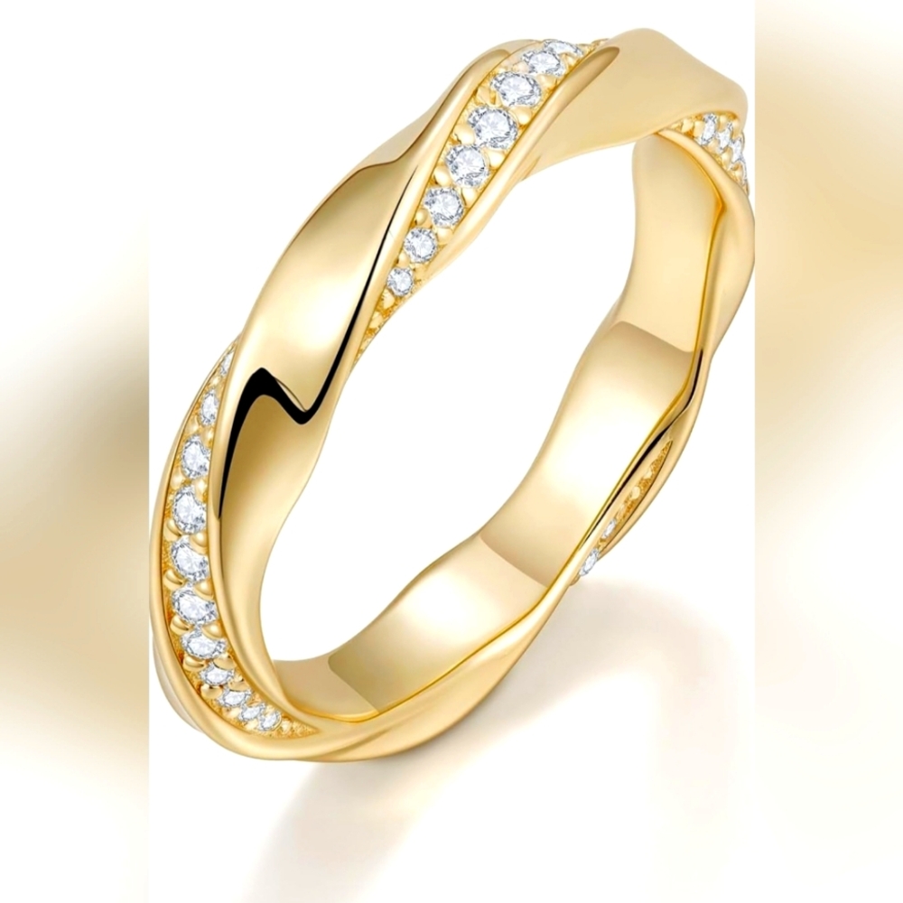 Timelesstar Moissanite Ring 14k Gold Plated S925 Sterling Silver size 7